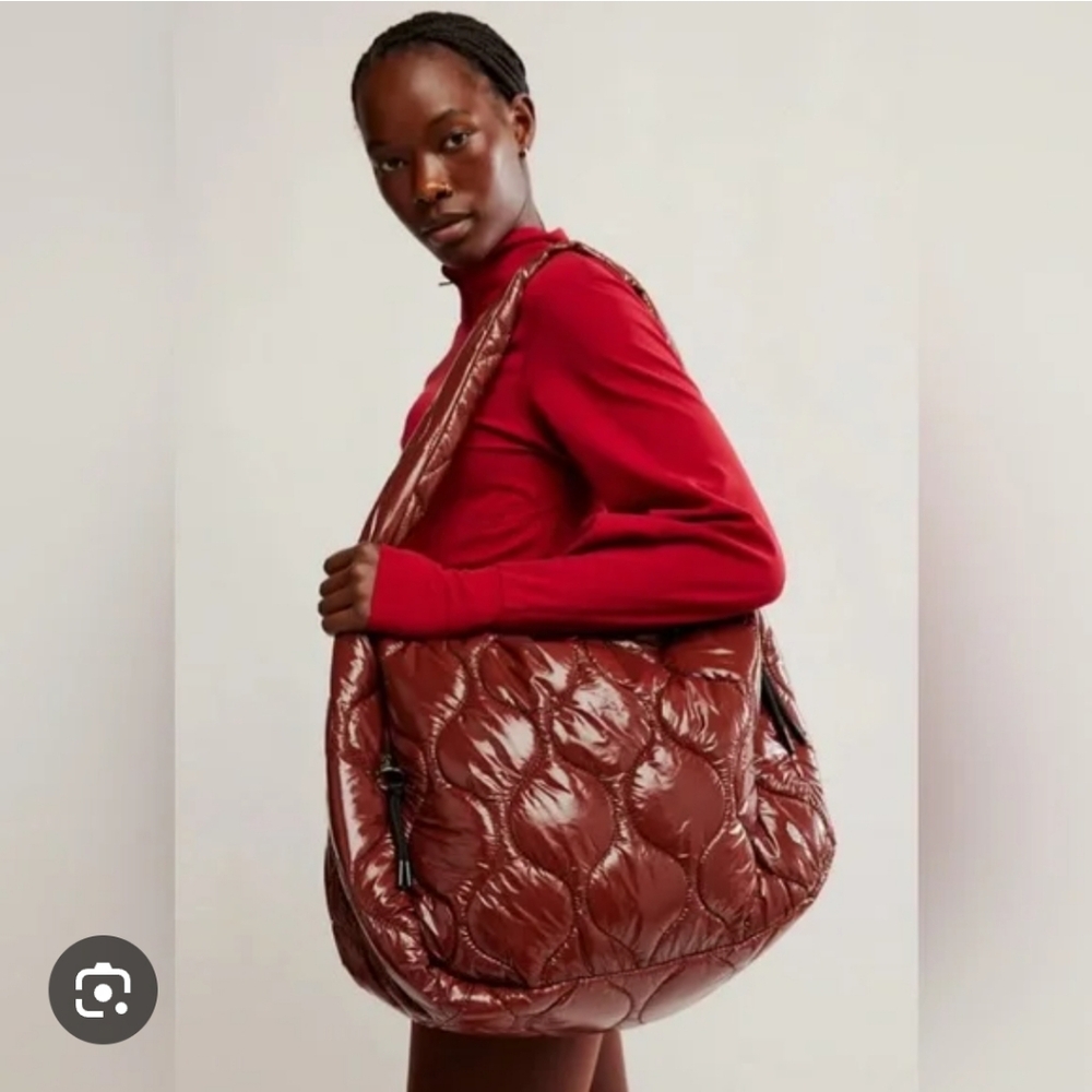 NWT Free People Shiny Brown Carryall Bag (Large)